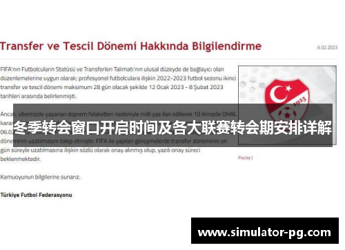 冬季转会窗口开启时间及各大联赛转会期安排详解